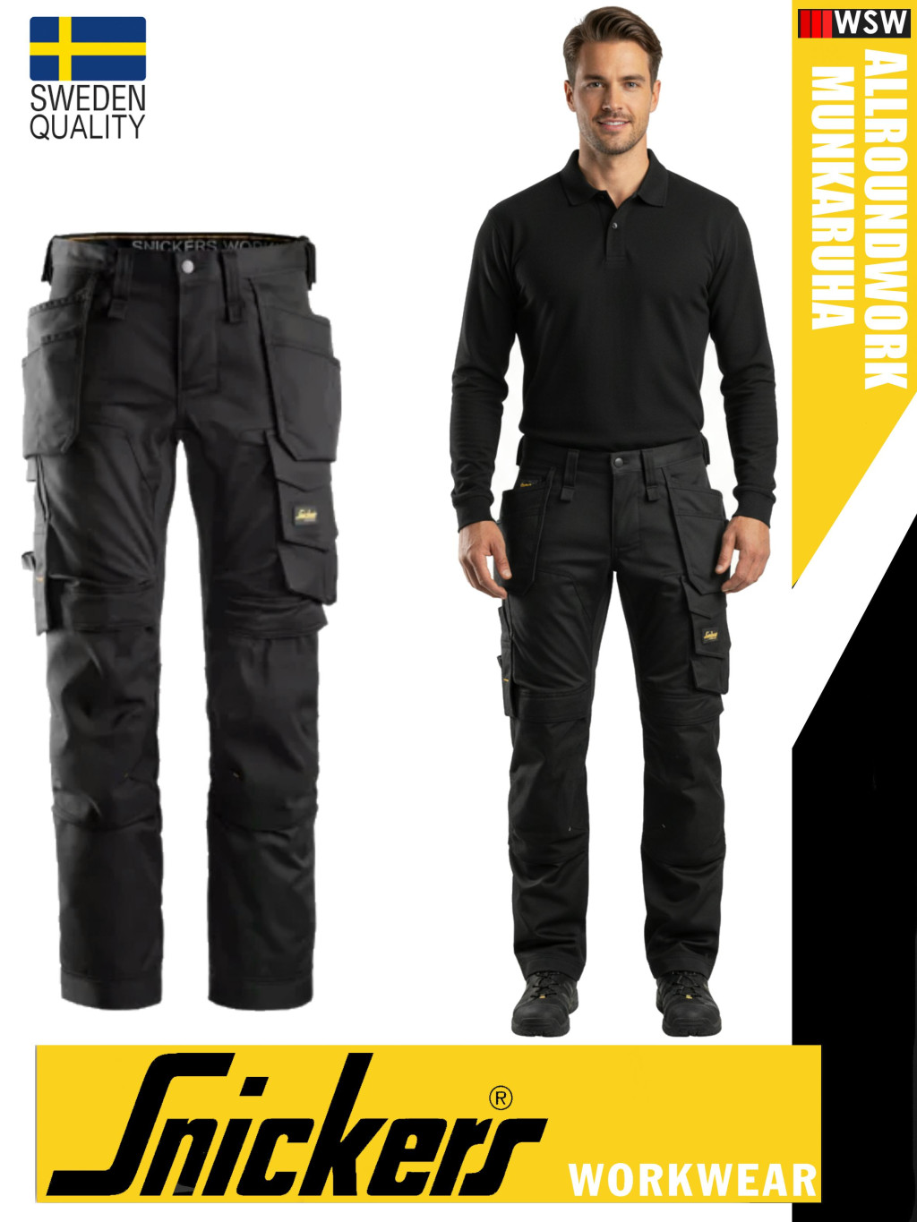 Snickers Workwear AllroundWork, 6341, slim fit, werkbroek met praktische zakken, zwart, 50 Snickers Workwear AllroundWork, 6341, slim fit, werkbroek met praktische zakken, zwart, 50