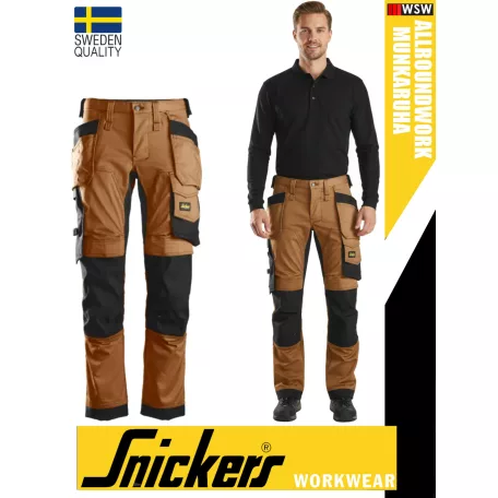 Snickers ALLROUNDWORK BROWN strech slim fit prémium lengőzsebs deréknadrág - munkaruha