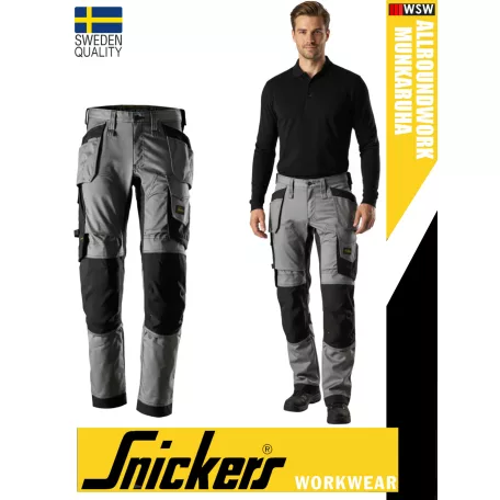 Snickers ALLROUNDWORK GREY strech slim fit prémium lengőzsebs deréknadrág - munkaruha