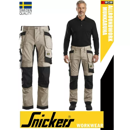 Snickers ALLROUNDWORK KHAKI strech slim fit prémium lengőzsebs deréknadrág - munkaruha