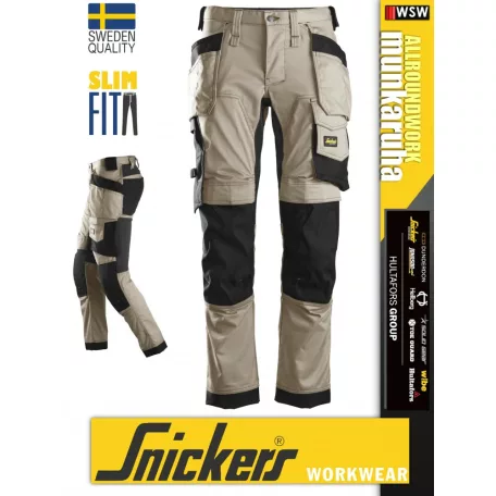 Snickers ALLROUNDWORK KHAKI strech slim fit prémium lengőzsebs deréknadrág - munkaruha