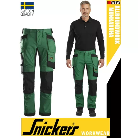 Snickers ALLROUNDWORK KHAKI strech slim fit prémium lengőzsebs deréknadrág - munkaruha