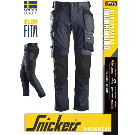 Snickers ALLROUNDWORK NAVY strech slim fit prémium lengőzsebs deréknadrág - munkaruha