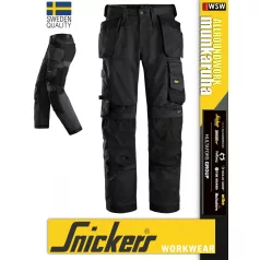   Snickers ALLROUNDWORK BLACK technikai kopásbiztos strech lengőzsebes deréknadrág - munkaruha