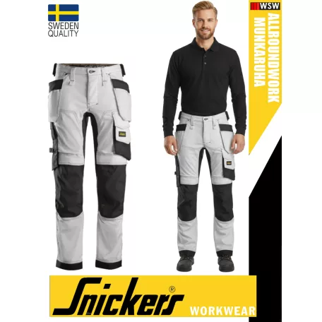 Snickers ALLROUNDWORK WHITE technikai kopásbiztos strech lengőzsebes deréknadrág - munkaruha