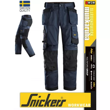 Snickers ALLROUNDWORK NAVY technikai kopásbiztos strech lengőzsebes deréknadrág - munkaruha