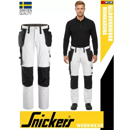 Snickers ALLROUNDWORK WHITE technikai slim fit kopásbiztos strech lengőzsebes deréknadrág - munkaruha