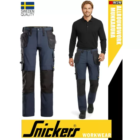 Snickers ALLROUNDWORK NAVY technikai slim fit kopásbiztos strech lengőzsebes deréknadrág - munkaruha