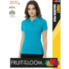Fruit of the Loom PREMIUM AZUREBLUE piqué 100% pamut női galléros póló - 180g/m2