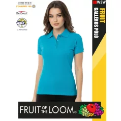   Fruit of the Loom PREMIUM AZUREBLUE piqué 100% pamut női galléros póló - 180g/m2