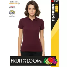   Fruit of the Loom PREMIUM BURGUNDY piqué 100% pamut női galléros póló - 180g/m2