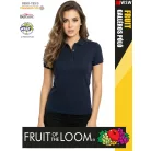 Fruit of the Loom PREMIUM DEEPNAVY piqué 100% pamut női galléros póló - 180g/m2