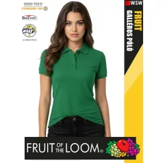  Fruit of the Loom PREMIUM KELLYGREEN piqué 100% pamut női galléros póló - 180g/m2