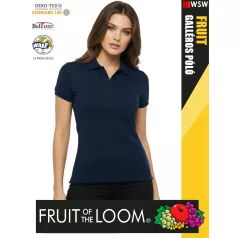   Fruit of the Loom PREMIUM NAVY piqué 100% pamut női galléros póló - 180g/m2