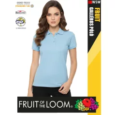   Fruit of the Loom PREMIUM SKYBLUE piqué 100% pamut női galléros póló - 180g/m2