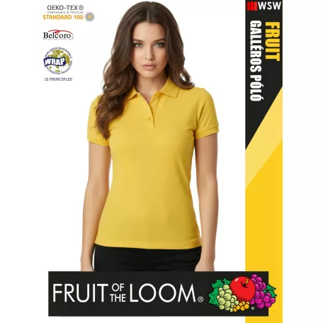 Fruit of the Loom PREMIUM SUNFLOWER piqué 100% pamut női galléros póló - 180g/m2