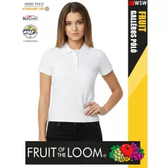   Fruit of the Loom PREMIUM WHITE piqué 100% pamut női galléros póló - 180g/m2