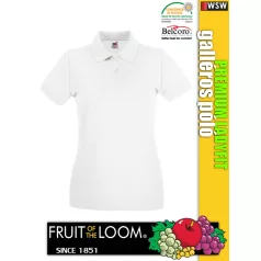  Fruit of the Loom PREMIUM WHITE piqué 100% pamut női galléros póló - 180g/m2
