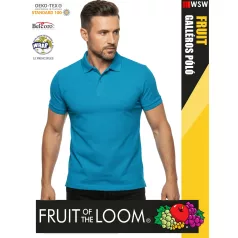   Fruit of the Loom PREMIUM AZUREBLUE piqué 100% pamut férfi galléros póló - 180g/m2