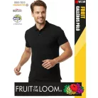Fruit of the Loom PREMIUM BLACK piqué 100% pamut férfi galléros póló - 180g/m2