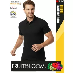   Fruit of the Loom PREMIUM BLACK piqué 100% pamut férfi galléros póló - 180g/m2