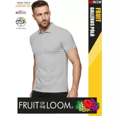   Fruit of the Loom PREMIUM HEATHERGREY piqué 100% pamut férfi galléros póló - 180g/m2