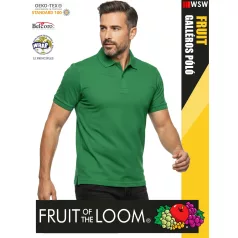   Fruit of the Loom PREMIUM KELLYGREEN piqué 100% pamut férfi galléros póló - 180g/m2