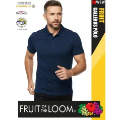   Fruit of the Loom PREMIUM NAVY piqué 100% pamut férfi galléros póló - 180g/m2