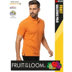   Fruit of the Loom PREMIUM ORANGE piqué 100% pamut férfi galléros póló - 180g/m2