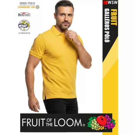 Fruit of the Loom PREMIUM SUNFLOWER piqué 100% pamut férfi galléros póló - 180g/m2