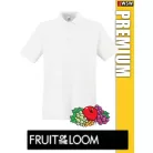 Fruit of the Loom PREMIUM WHITE piqué 100% pamut férfi galléros póló - 180g/m2