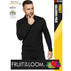   Fruit of the Loom PREMIUM BLACK piqué 100% pamut férfi galléros póló - 180g/m2