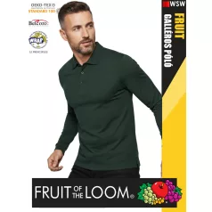   Fruit of the Loom PREMIUM FORESTGREEN piqué 100% pamut férfi galléros póló - 180g/m2
