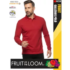   Fruit of the Loom PREMIUM RED piqué 100% pamut férfi galléros póló - 180g/m2
