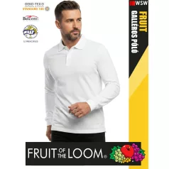   Fruit of the Loom PREMIUM WHITE piqué 100% pamut férfi galléros póló - 180g/m2