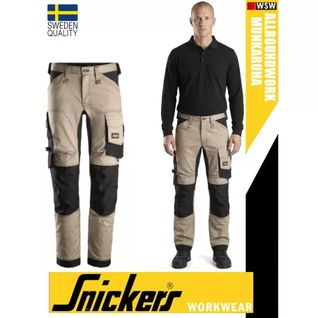 Snickers ALLROUNDWORK KHAKI strech slim fit prémium deréknadrág - munkaruha