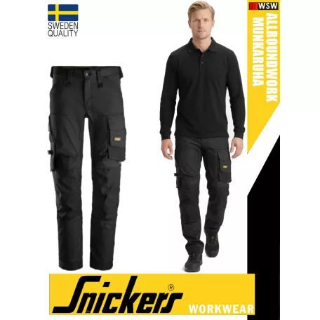 Snickers ALLROUNDWORK BLACK technikai kopásbiztos strech deréknadrág - munkaruha