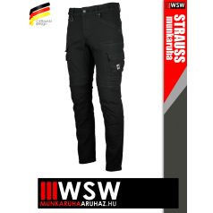   .Engelbert Strauss VINTAGE BLACK cordura stretch technikai sokzsebes deréknadrág - munkaruha