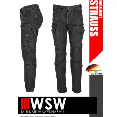   .Engelbert Strauss VINTAGE BLACK cordura stretch technikai sokzsebes deréknadrág - munkaruha