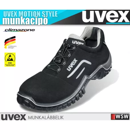 Uvex MOTION STYLE BLACK S2 technikai fémbetétes munkabakancs - munkacipő
