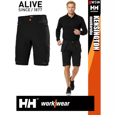 Helly Hansen KENSINGTON BLACK CONNECT lengőzseb cipzáros szellőző rövidnadrág - munkaruha