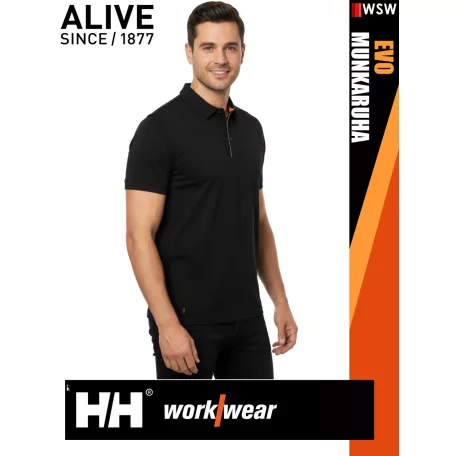 Helly Hansen EVO BLACK prémium galléros férfi póló - munkaruha