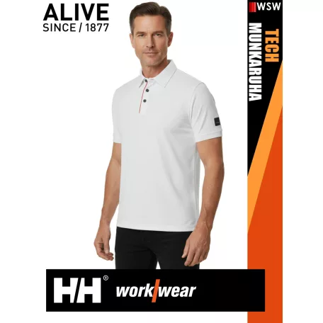 Helly Hansen TECH WHITE technikai UV álló galléros férfi póló - munkaruha