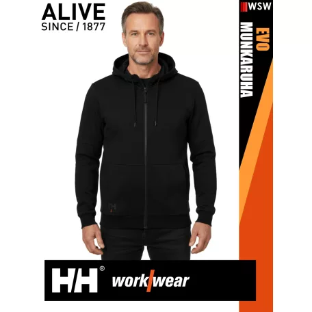 Helly Hansen EVO BLACK prémium zipzáros kapucnis férfi pulóver - munkaruha