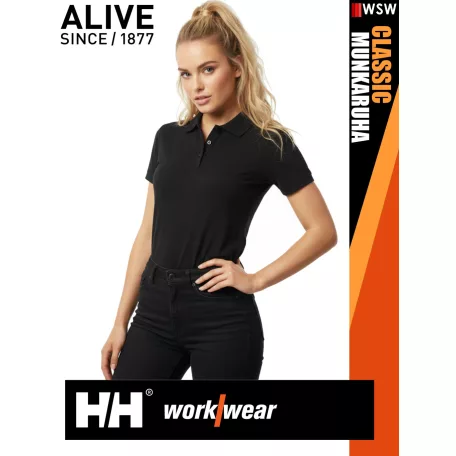 Helly Hansen CLASSIC BLACK prémium galléros női póló - munkaruha