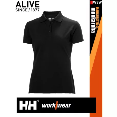 Helly Hansen CLASSIC BLACK prémium galléros női póló - munkaruha