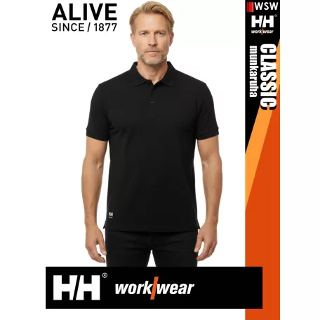 Helly Hansen CLASSIC BLACK prémium férfi galléros póló - munkaruha