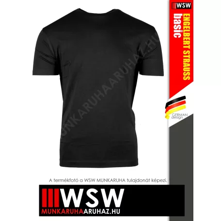 .Engelbert Strauss COTTON STRETCH BLACK férfi prémium pamut zebes munkapóló - 180 g/m²