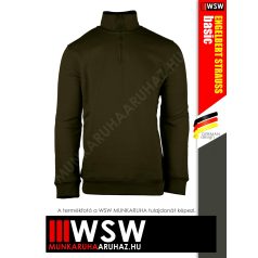   .Engelbert Strauss CLASSIC OLIVE pamutgazdag 300 g/m² technikai pulóver - munkaruha