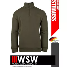   .Engelbert Strauss CLASSIC OLIVE pamutgazdag 300 g/m² technikai pulóver - munkaruha